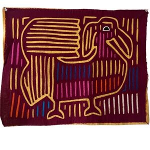 Vintage Kuna Mola Handstiched Reverse Applique Multicolor BIRD